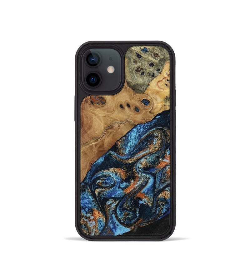 iPhone 12 mini Wood Phone Case - Kanye (Teal & Gold, 802455)