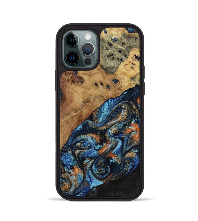 iPhone 12 Pro Wood Phone Case - Kanye (Teal & Gold, 802455)