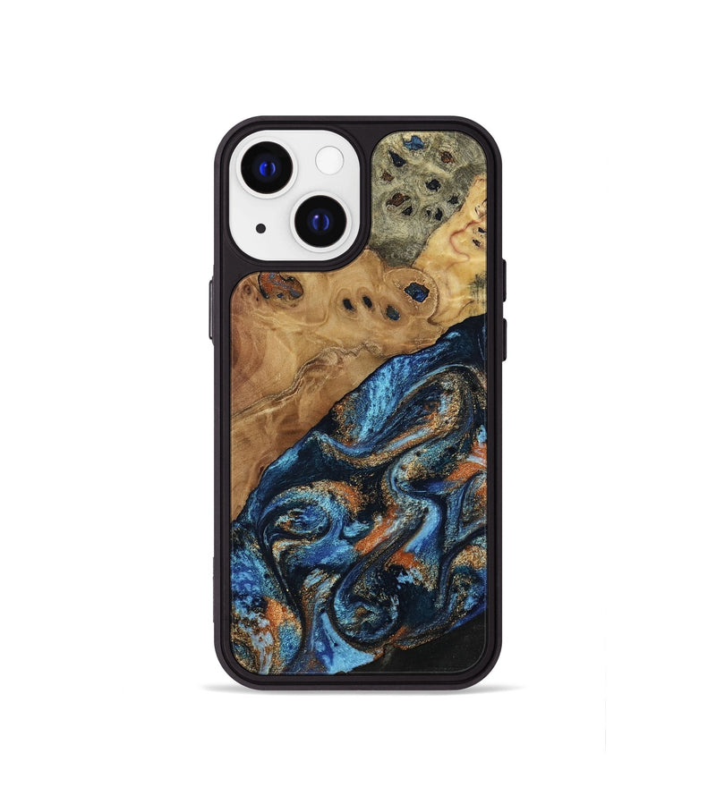 iPhone 13 mini Wood Phone Case - Kanye (Teal & Gold, 802455)