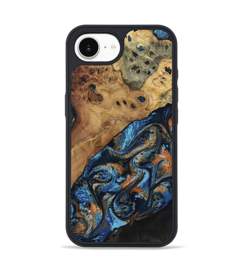 iPhone 16e Wood Phone Case - Kanye (Teal & Gold, 802455)