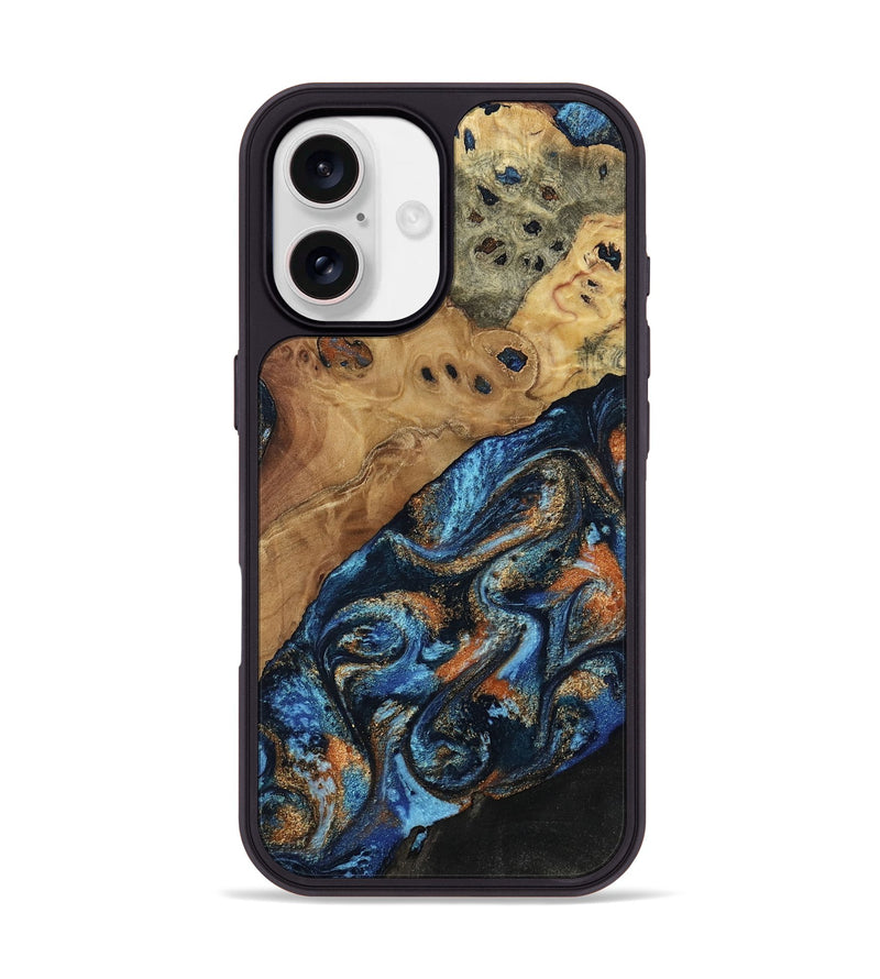 iPhone 17 Wood Phone Case - Kanye (Teal & Gold, 802455)