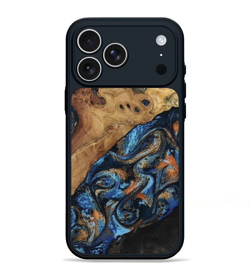 iPhone 17 Pro Max Wood Phone Case - Kanye (Teal & Gold, 802455)
