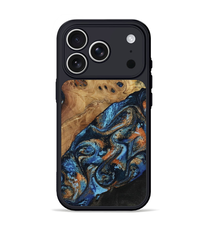 iPhone 17 Pro Wood Phone Case - Kanye (Teal & Gold, 802455)