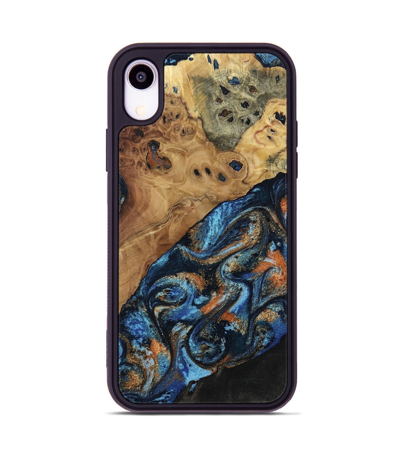 iPhone Xr Wood Phone Case - Kanye (Teal & Gold, 802455)