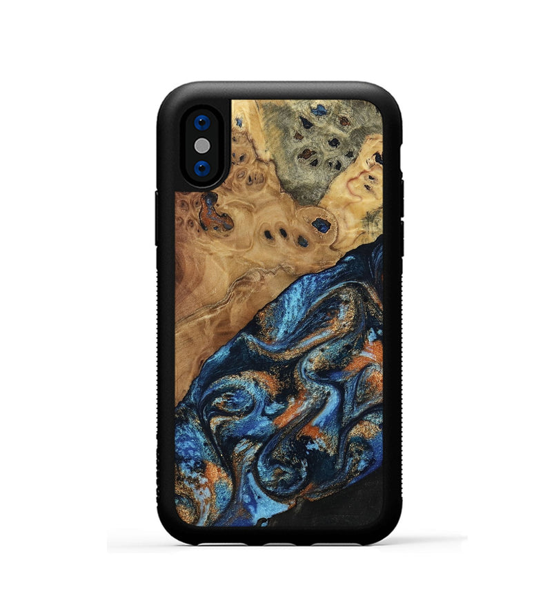 iPhone Xs Wood Phone Case - Kanye (Teal & Gold, 802455)