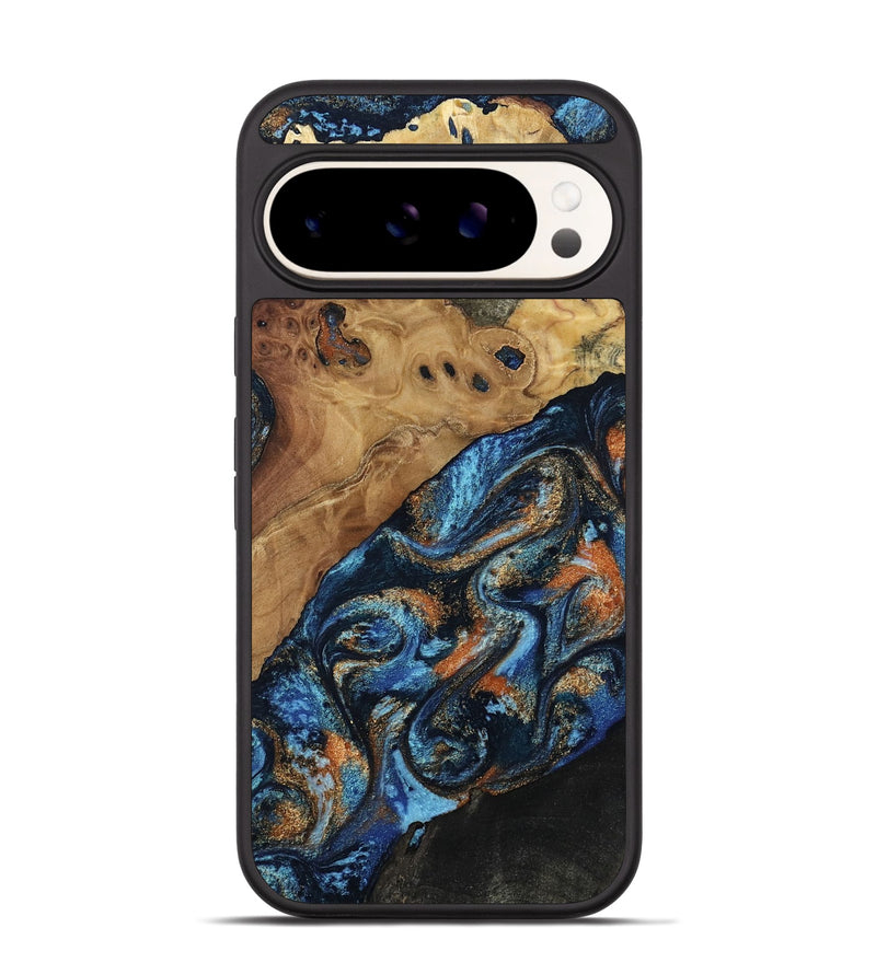 Pixel 9 Wood Phone Case - Kanye (Teal & Gold, 802455)