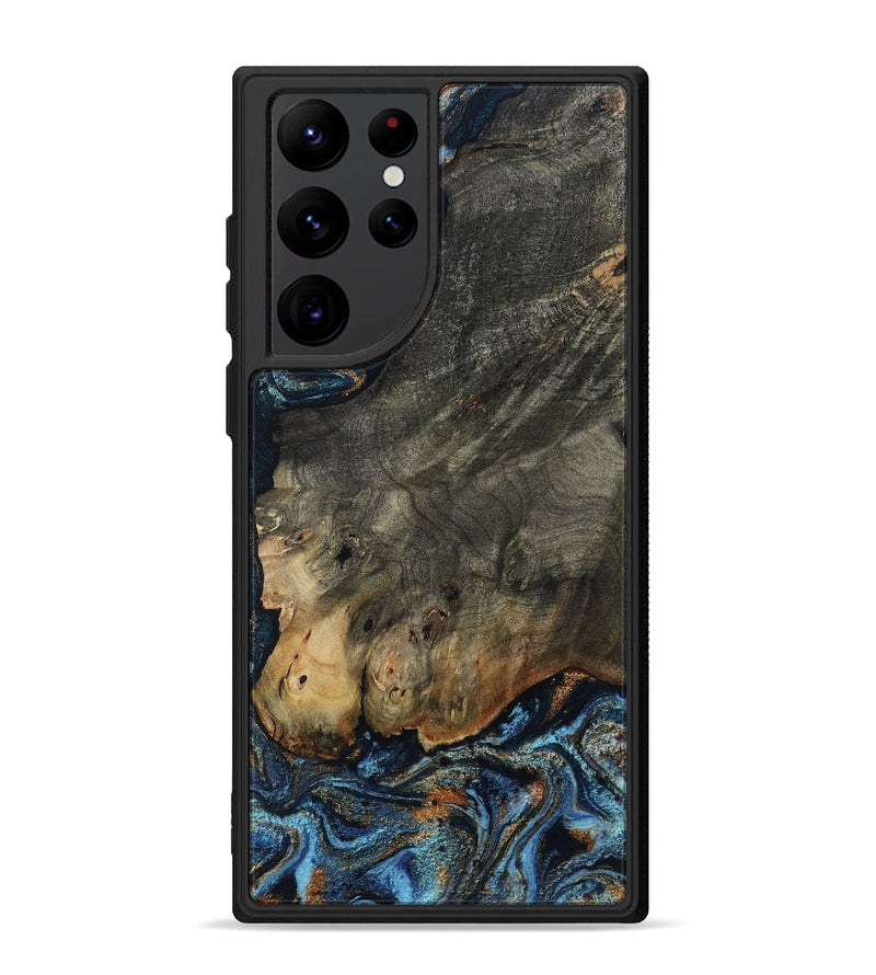 Galaxy S22 Ultra Wood Phone Case - Arlo (Teal & Gold, 802456)