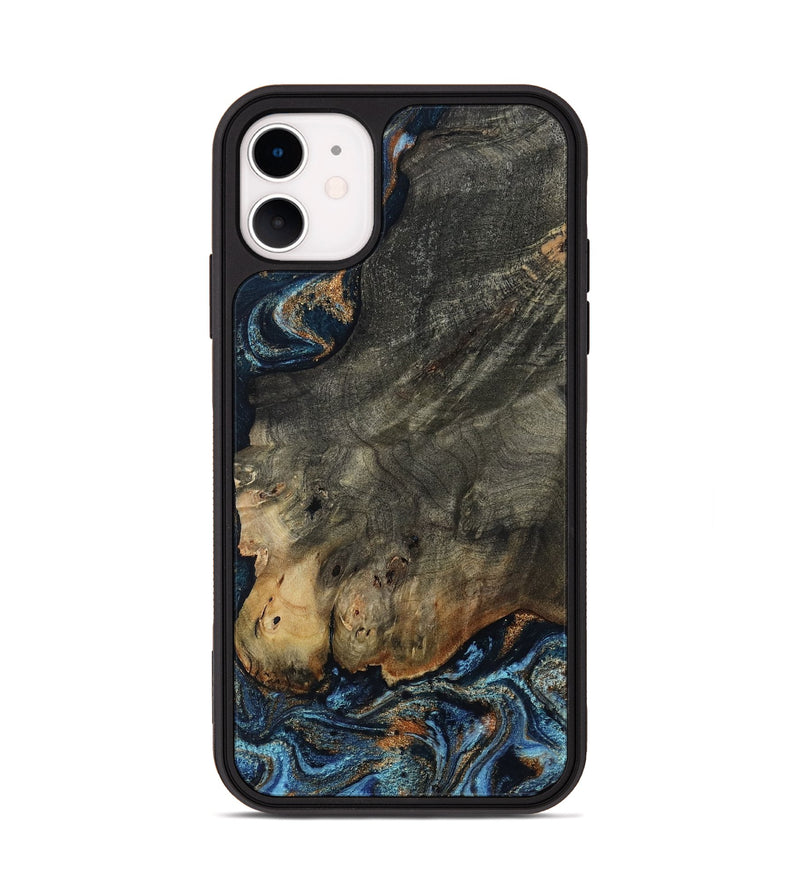 iPhone 11 Wood Phone Case - Arlo (Teal & Gold, 802456)