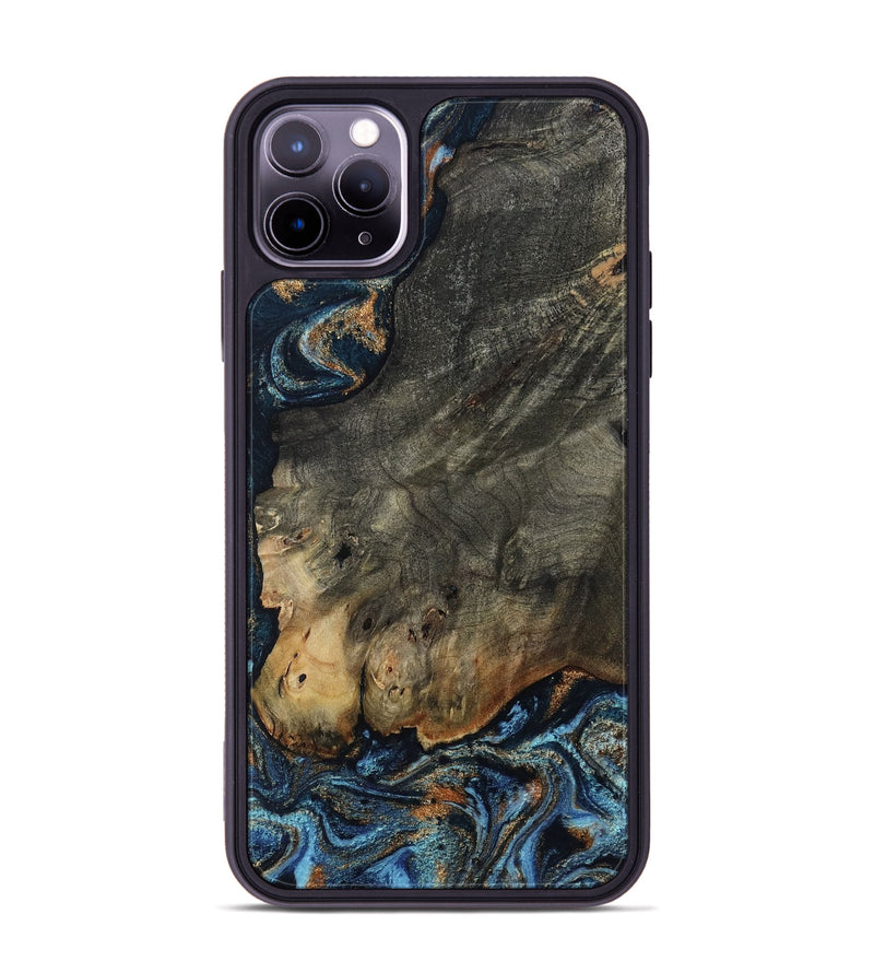 iPhone 11 Pro Max Wood Phone Case - Arlo (Teal & Gold, 802456)