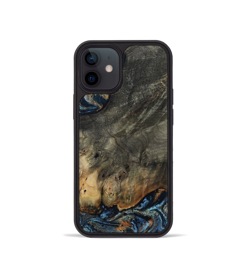 iPhone 12 mini Wood Phone Case - Arlo (Teal & Gold, 802456)