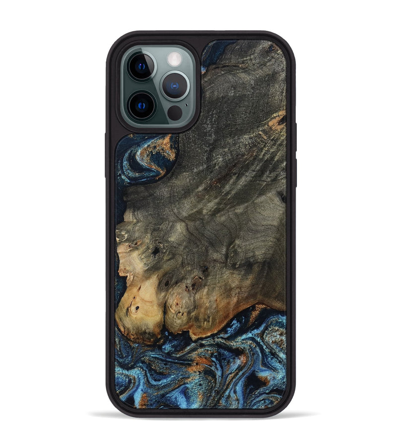 iPhone 12 Pro Max Wood Phone Case - Arlo (Teal & Gold, 802456)