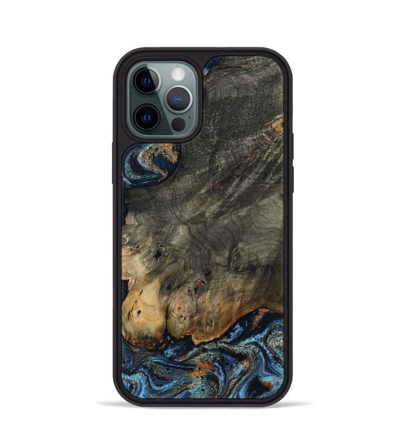 iPhone 12 Pro Wood Phone Case - Arlo (Teal & Gold, 802456)