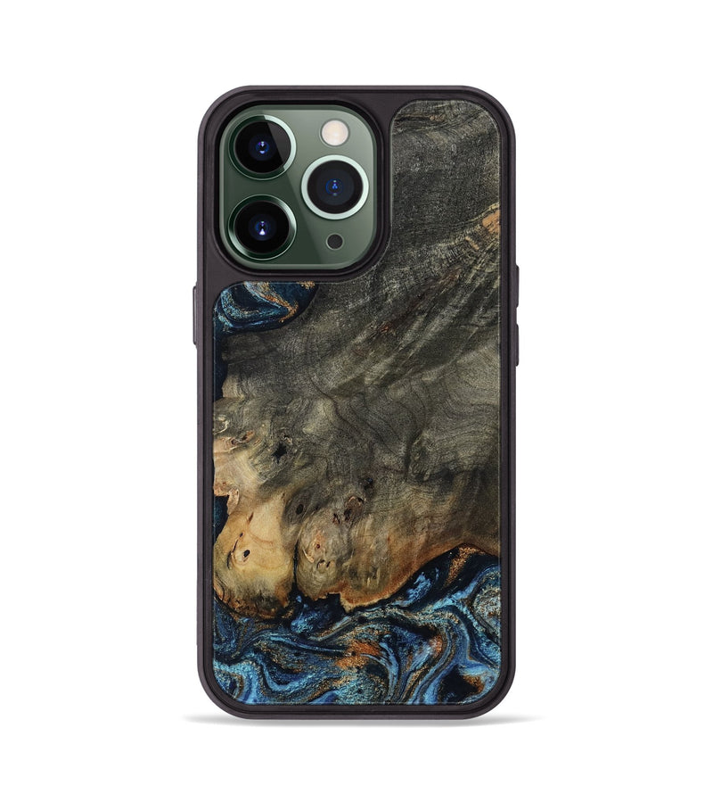 iPhone 13 Pro Wood Phone Case - Arlo (Teal & Gold, 802456)