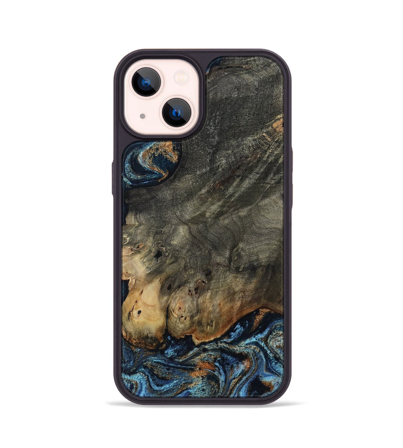 iPhone 14 Wood Phone Case - Arlo (Teal & Gold, 802456)