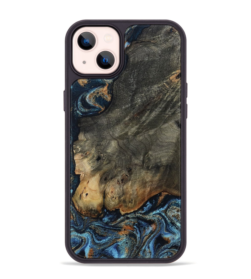iPhone 14 Plus Wood Phone Case - Arlo (Teal & Gold, 802456)