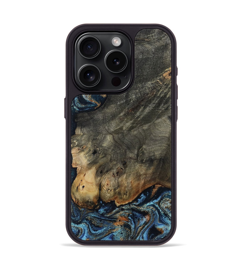 iPhone 15 Pro Wood Phone Case - Arlo (Teal & Gold, 802456)