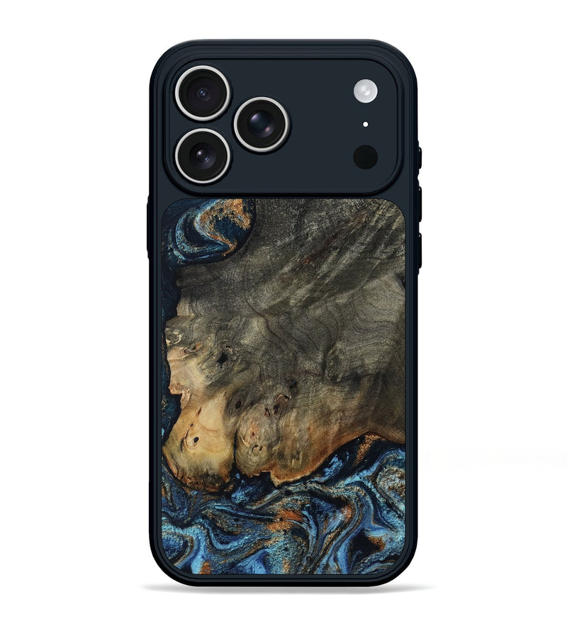 iPhone 17 Pro Max Wood Phone Case - Arlo (Teal & Gold, 802456)