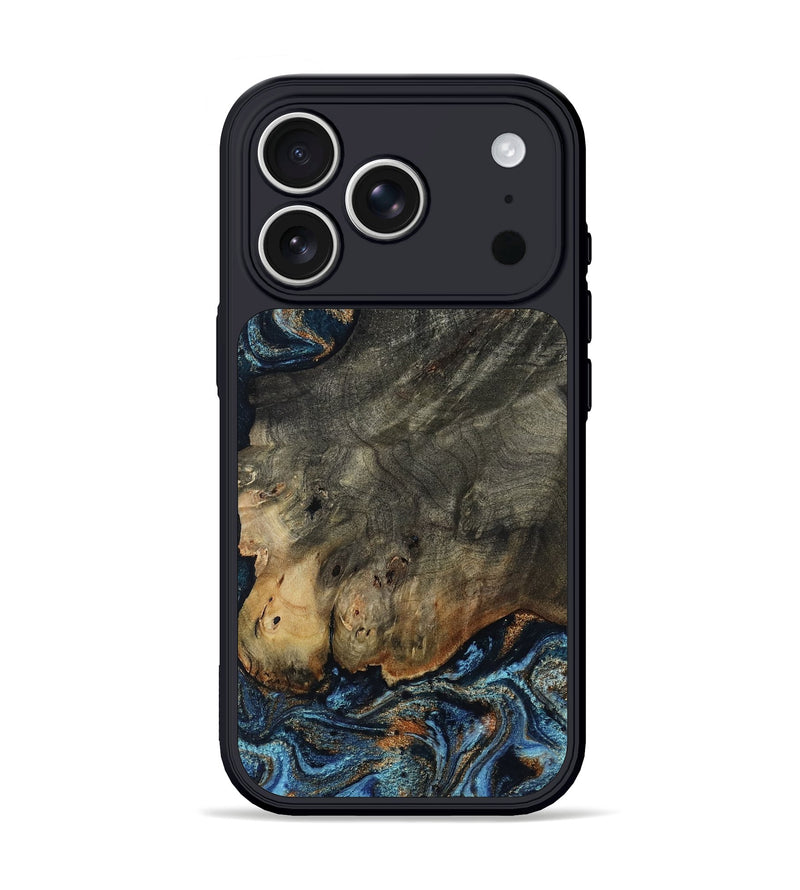 iPhone 17 Pro Wood Phone Case - Arlo (Teal & Gold, 802456)