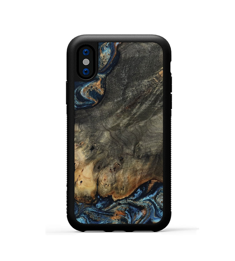 iPhone Xs Wood Phone Case - Arlo (Teal & Gold, 802456)