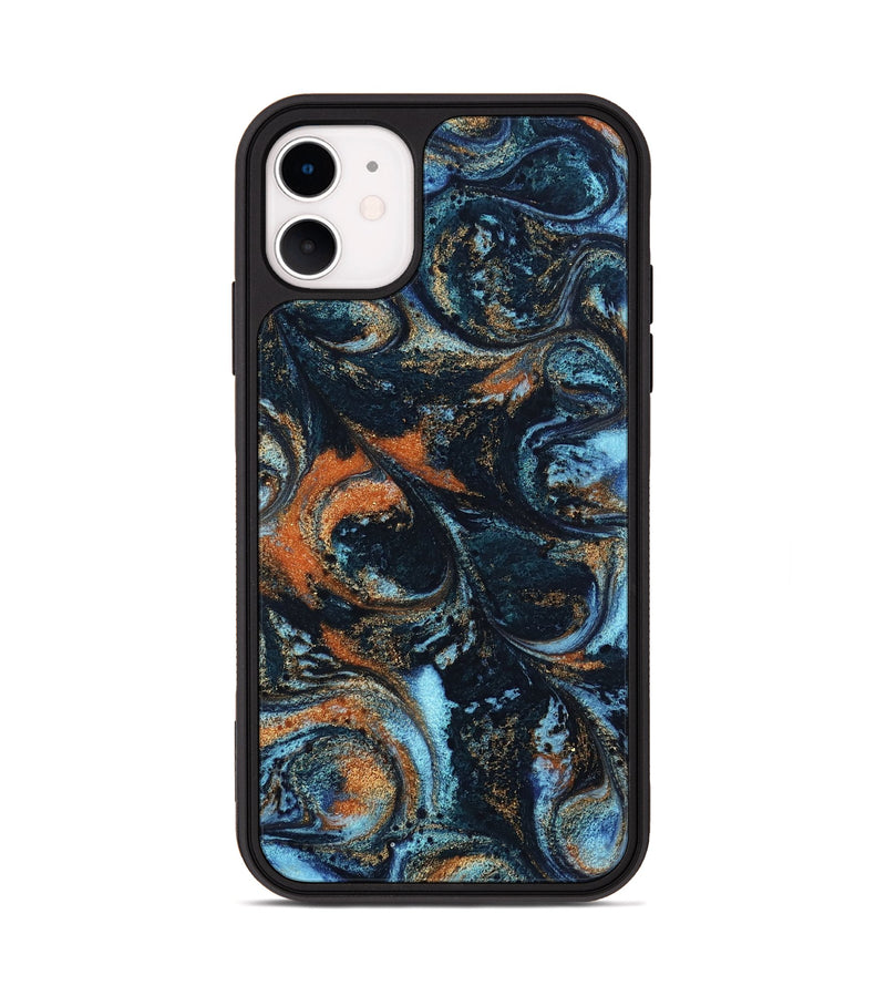 iPhone 11 ResinArt Phone Case - Roseann (Teal & Gold, 802457)