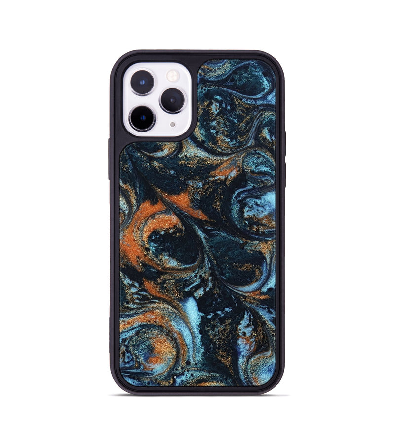 iPhone 11 Pro ResinArt Phone Case - Roseann (Teal & Gold, 802457)