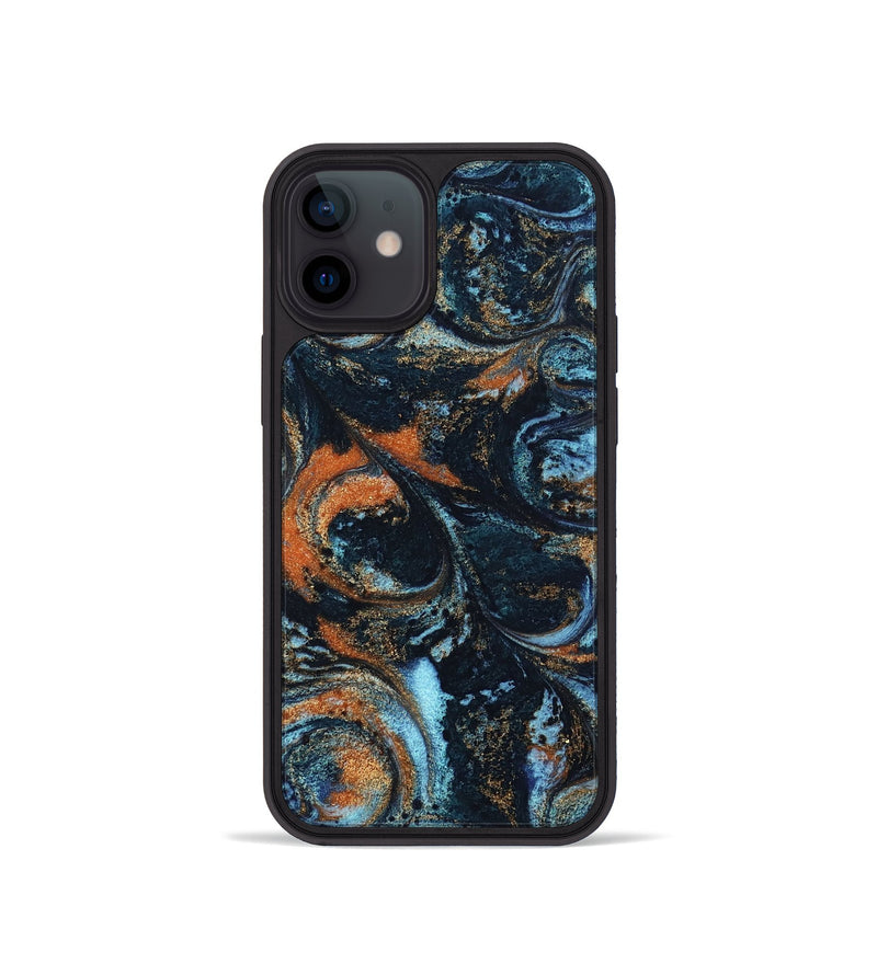iPhone 12 mini ResinArt Phone Case - Roseann (Teal & Gold, 802457)