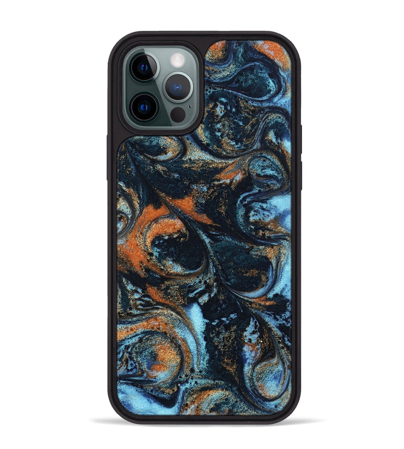 iPhone 12 Pro Max ResinArt Phone Case - Roseann (Teal & Gold, 802457)