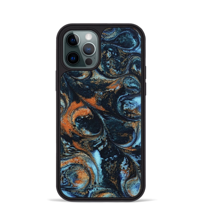 iPhone 12 Pro ResinArt Phone Case - Roseann (Teal & Gold, 802457)