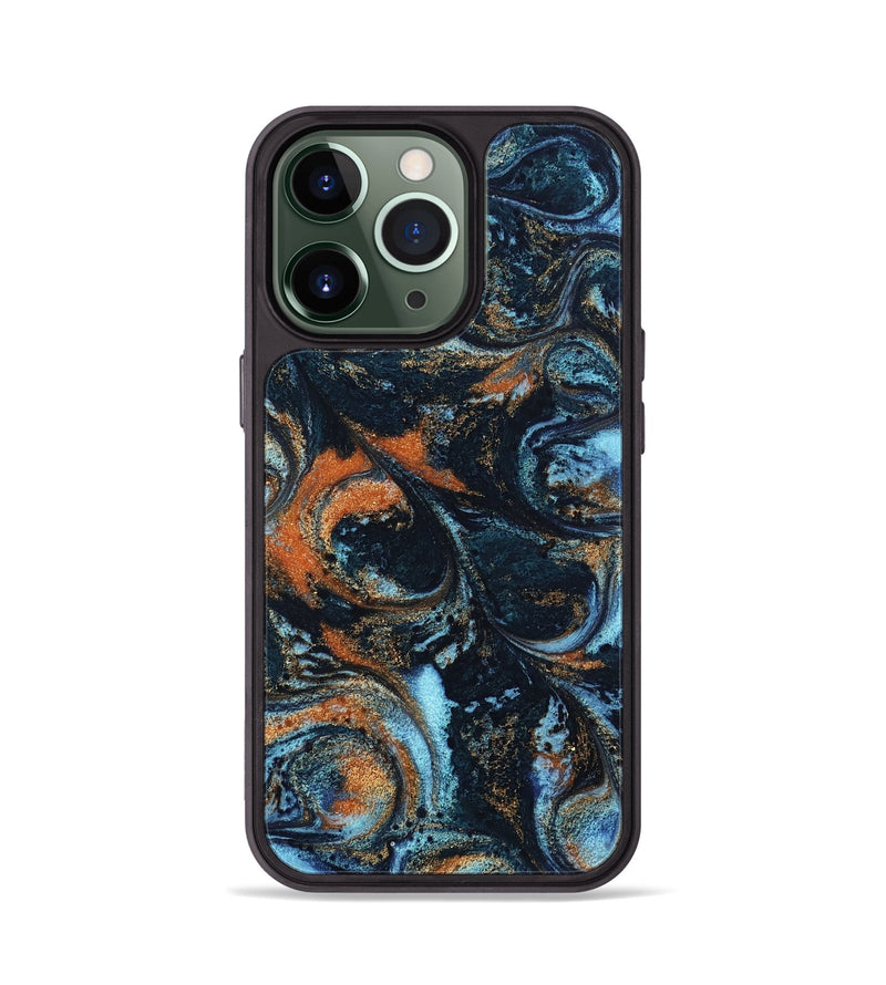 iPhone 13 Pro ResinArt Phone Case - Roseann (Teal & Gold, 802457)