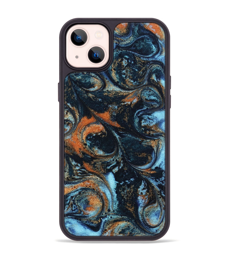 iPhone 14 Plus ResinArt Phone Case - Roseann (Teal & Gold, 802457)