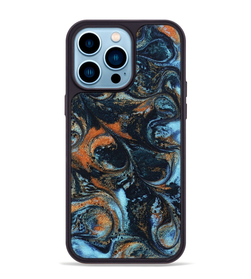 iPhone 14 Pro Max ResinArt Phone Case - Roseann (Teal & Gold, 802457)