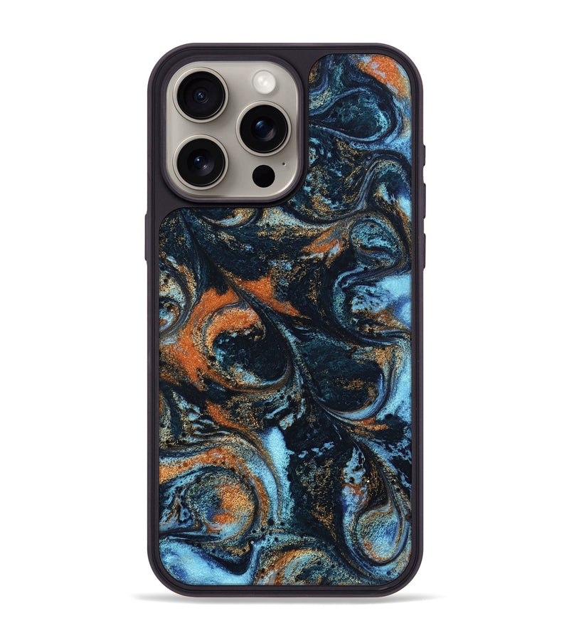 iPhone 15 Pro Max ResinArt Phone Case - Roseann (Teal & Gold, 802457)