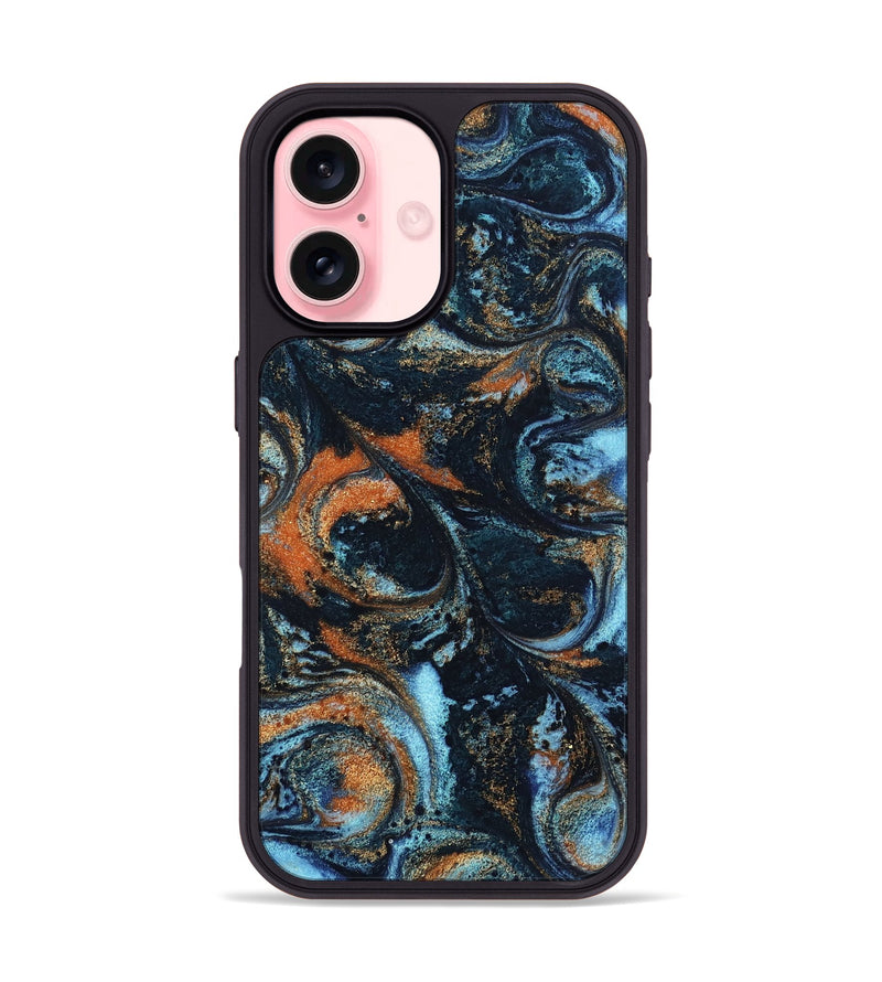 iPhone 16 ResinArt Phone Case - Roseann (Teal & Gold, 802457)