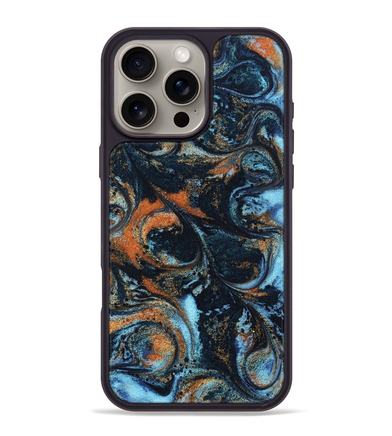 iPhone 16 Pro Max ResinArt Phone Case - Roseann (Teal & Gold, 802457)