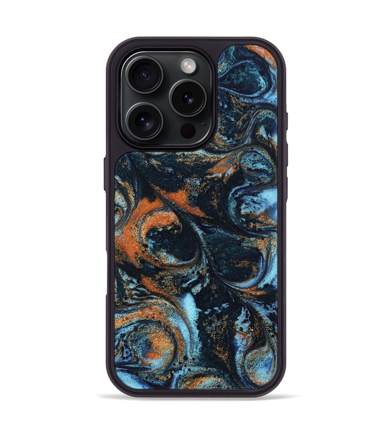 iPhone 16 Pro ResinArt Phone Case - Roseann (Teal & Gold, 802457)