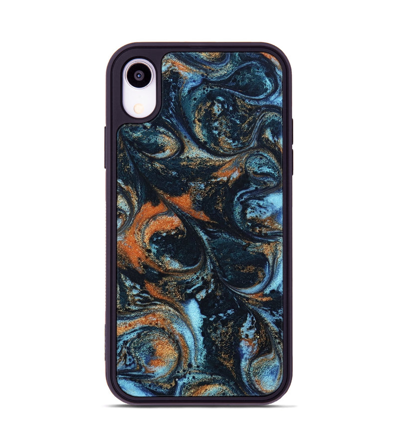 iPhone Xr ResinArt Phone Case - Roseann (Teal & Gold, 802457)
