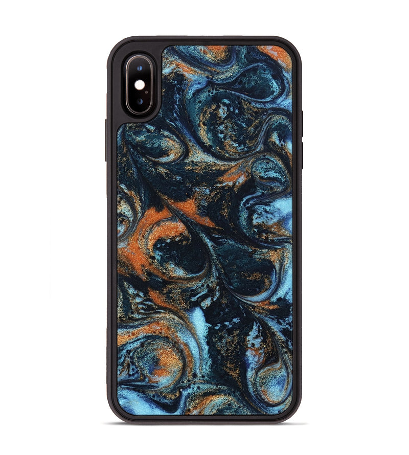 iPhone Xs Max ResinArt Phone Case - Roseann (Teal & Gold, 802457)