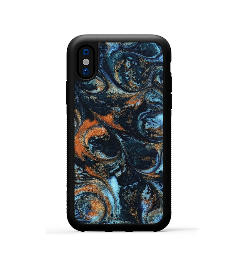iPhone Xs ResinArt Phone Case - Roseann (Teal & Gold, 802457)