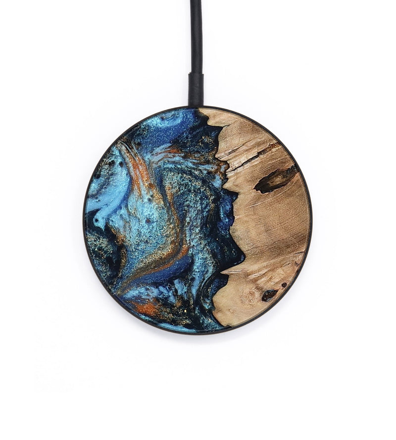 Circle Wood Wireless Charger - Stacy (Teal & Gold, 802458)