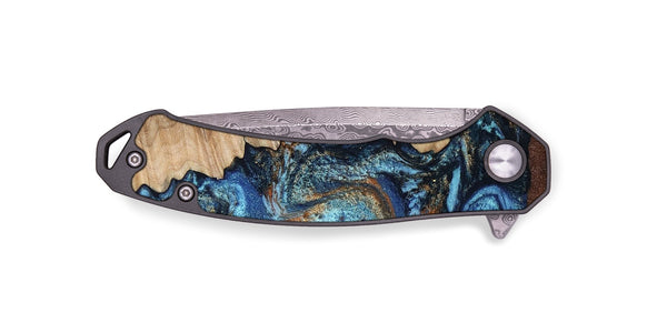 EDC Wood Pocket Knife - Stacy (Teal & Gold, 802458)