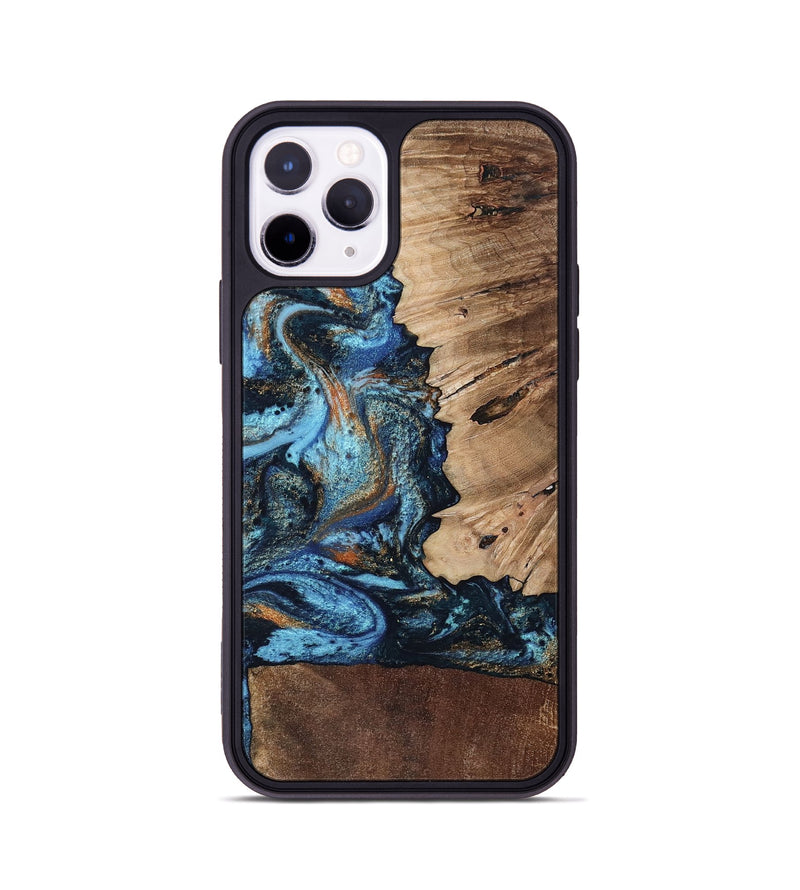 iPhone 11 Pro Wood Phone Case - Stacy (Teal & Gold, 802458)