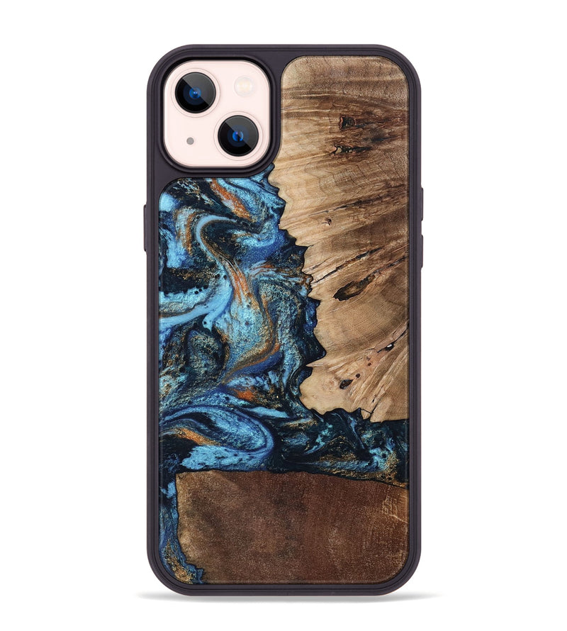 iPhone 14 Plus Wood Phone Case - Stacy (Teal & Gold, 802458)