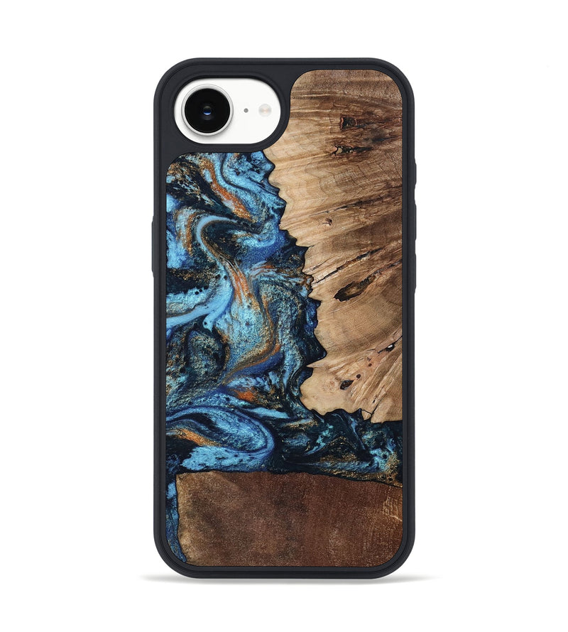 iPhone 16e Wood Phone Case - Stacy (Teal & Gold, 802458)