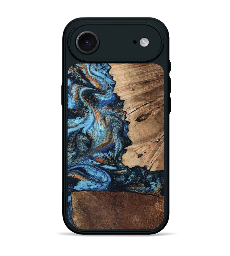iPhone 17 Air Wood Phone Case - Stacy (Teal & Gold, 802458)