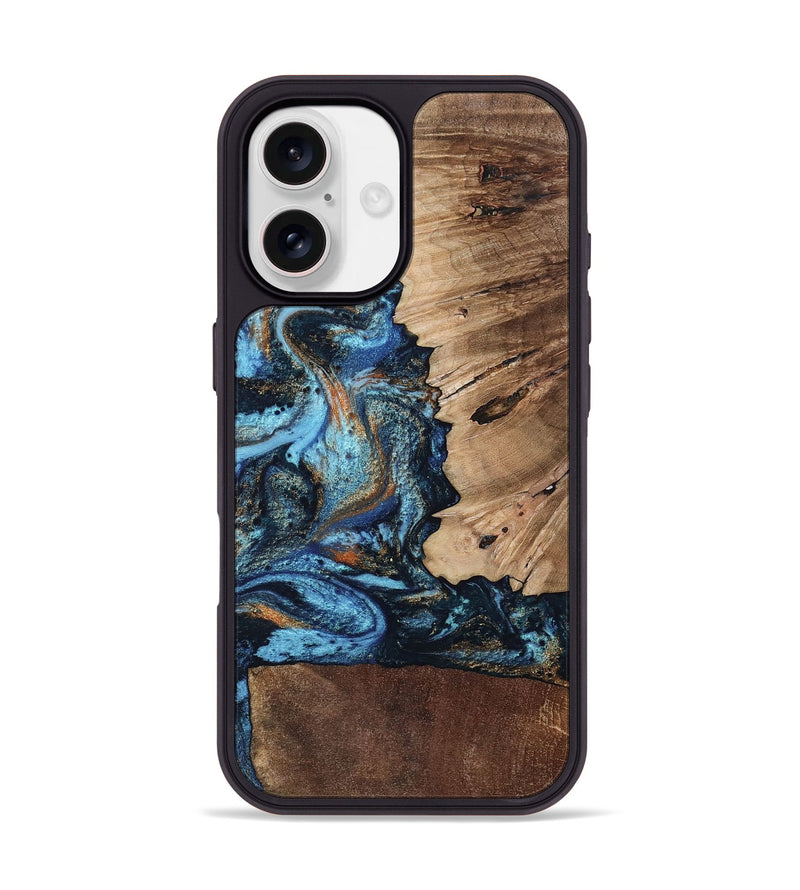iPhone 17 Wood Phone Case - Stacy (Teal & Gold, 802458)
