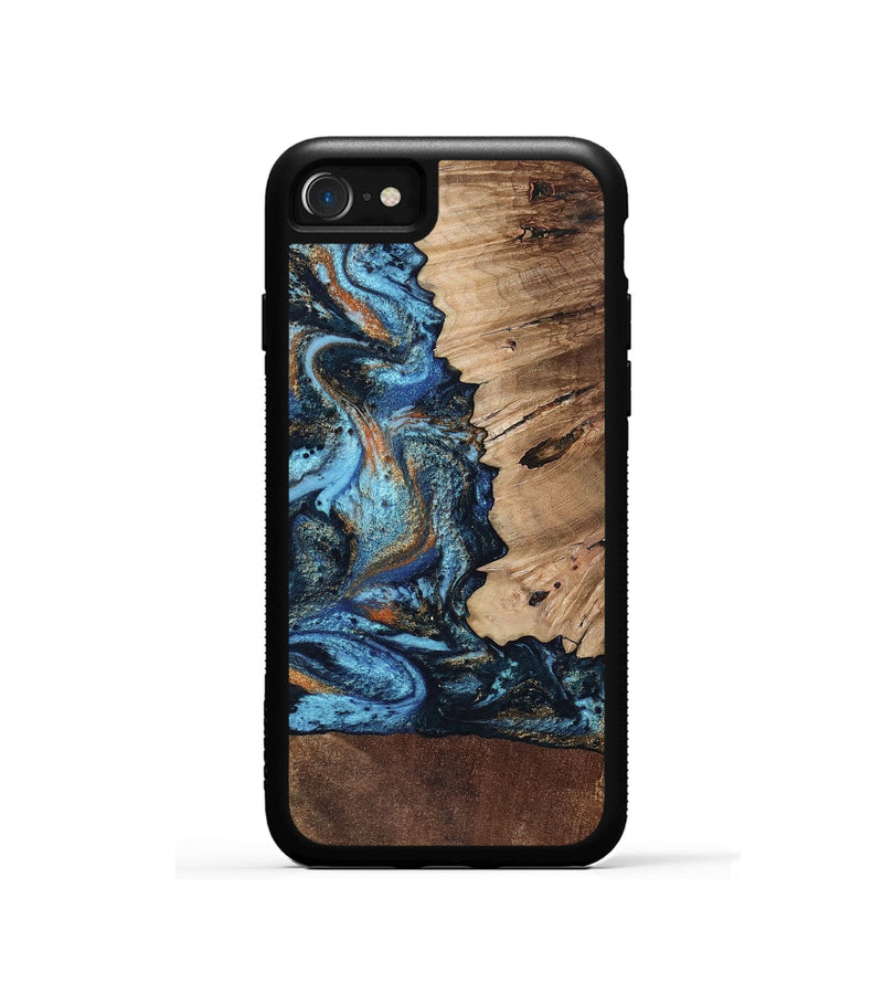 iPhone SE Wood Phone Case - Stacy (Teal & Gold, 802458)