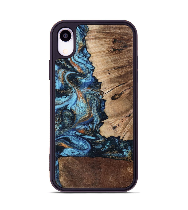 iPhone Xr Wood Phone Case - Stacy (Teal & Gold, 802458)