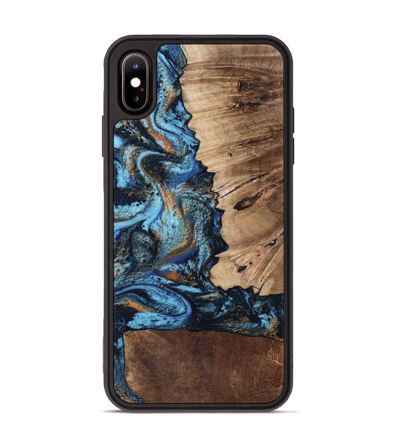 iPhone Xs Max Wood Phone Case - Stacy (Teal & Gold, 802458)
