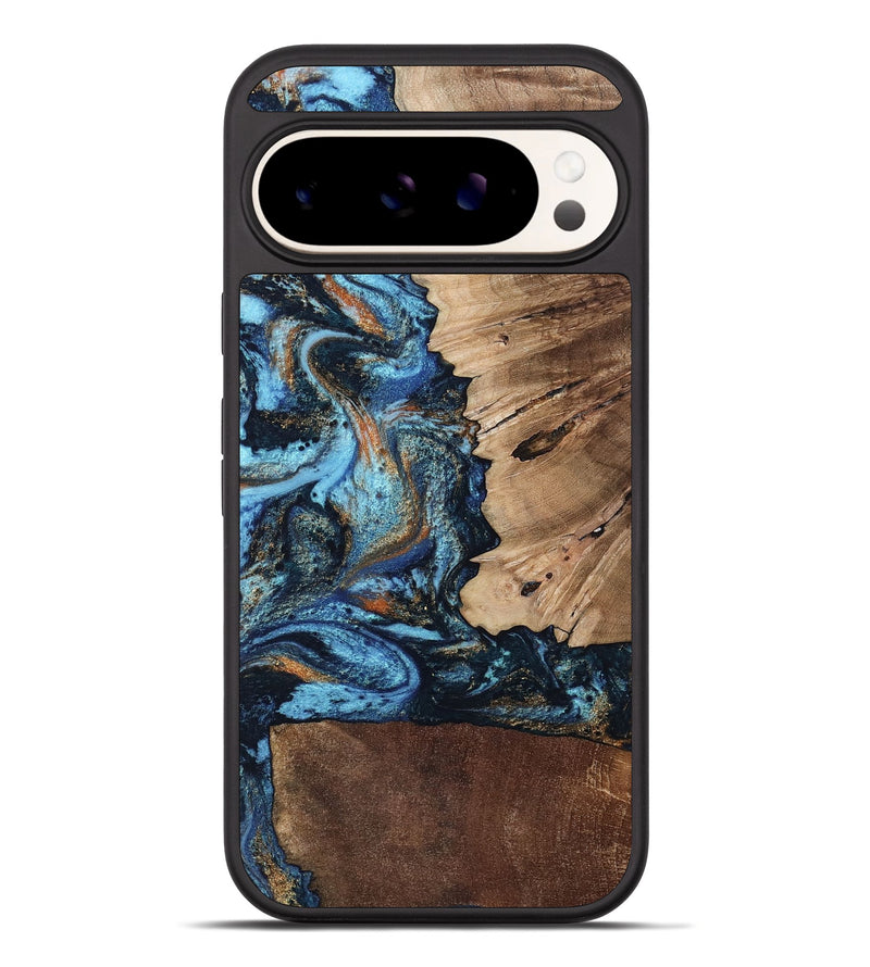 Pixel 10 Pro XL Wood Phone Case - Stacy (Teal & Gold, 802458)