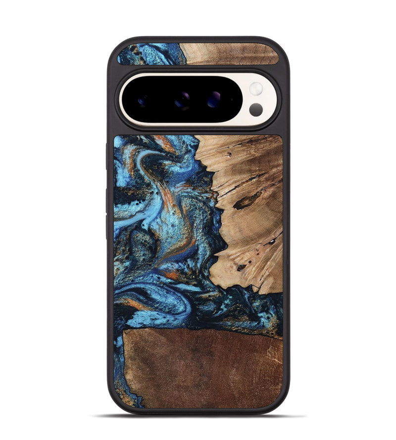 Pixel 9 Pro Wood Phone Case - Stacy (Teal & Gold, 802458)